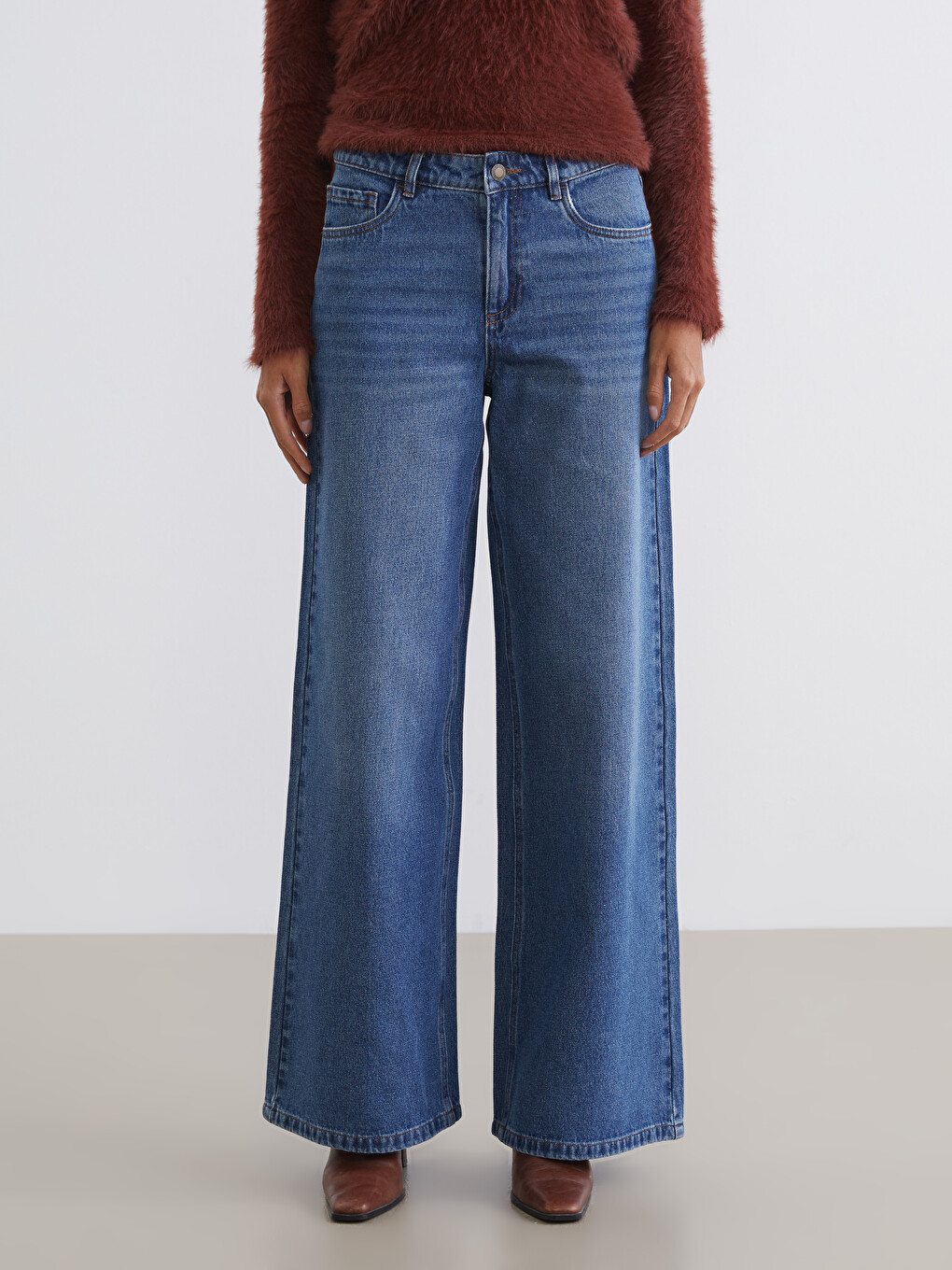 İndigo Baggy Fit Kadın Jean Pantolon-1