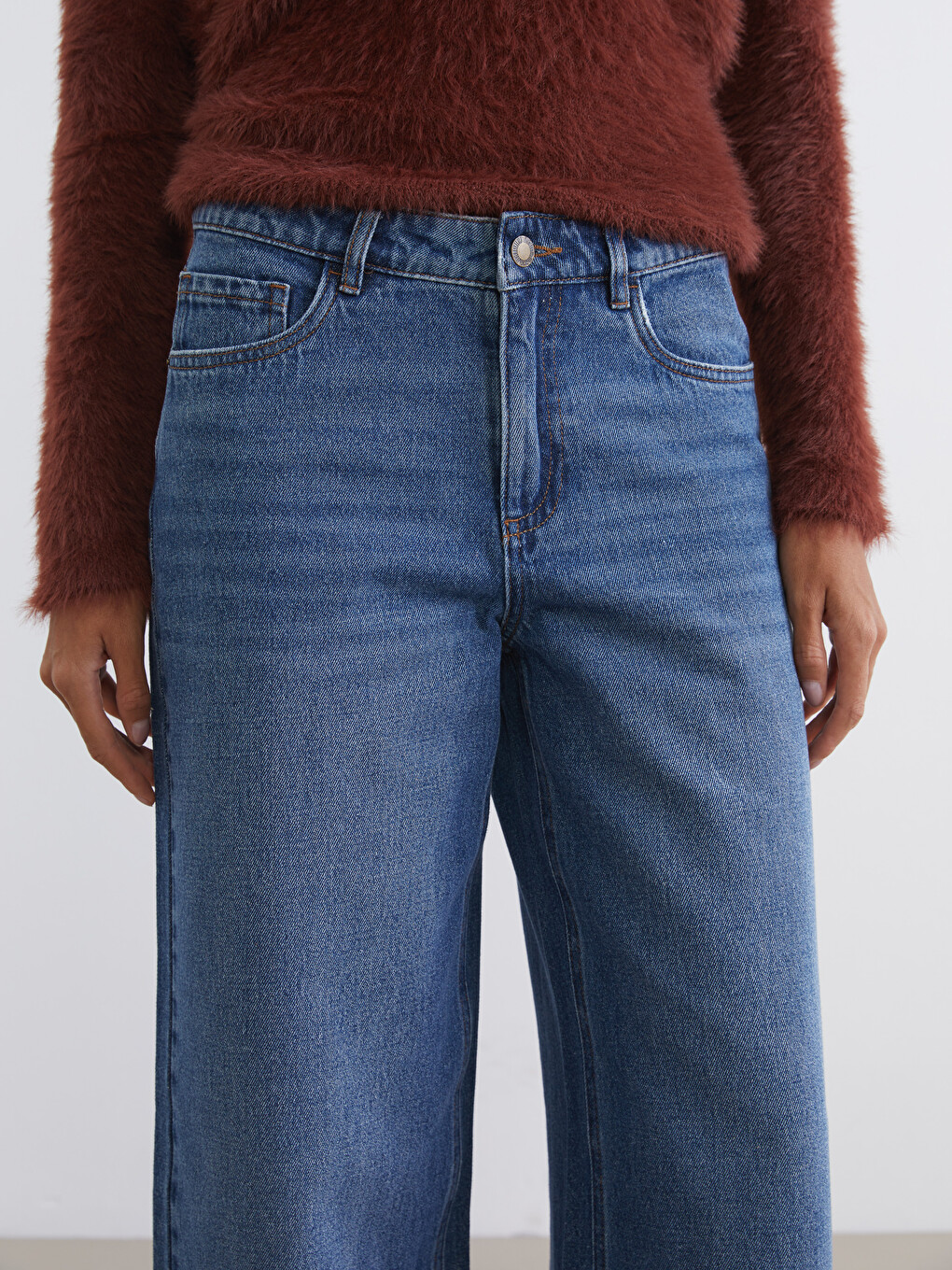 İndigo Baggy Fit Kadın Jean Pantolon-2