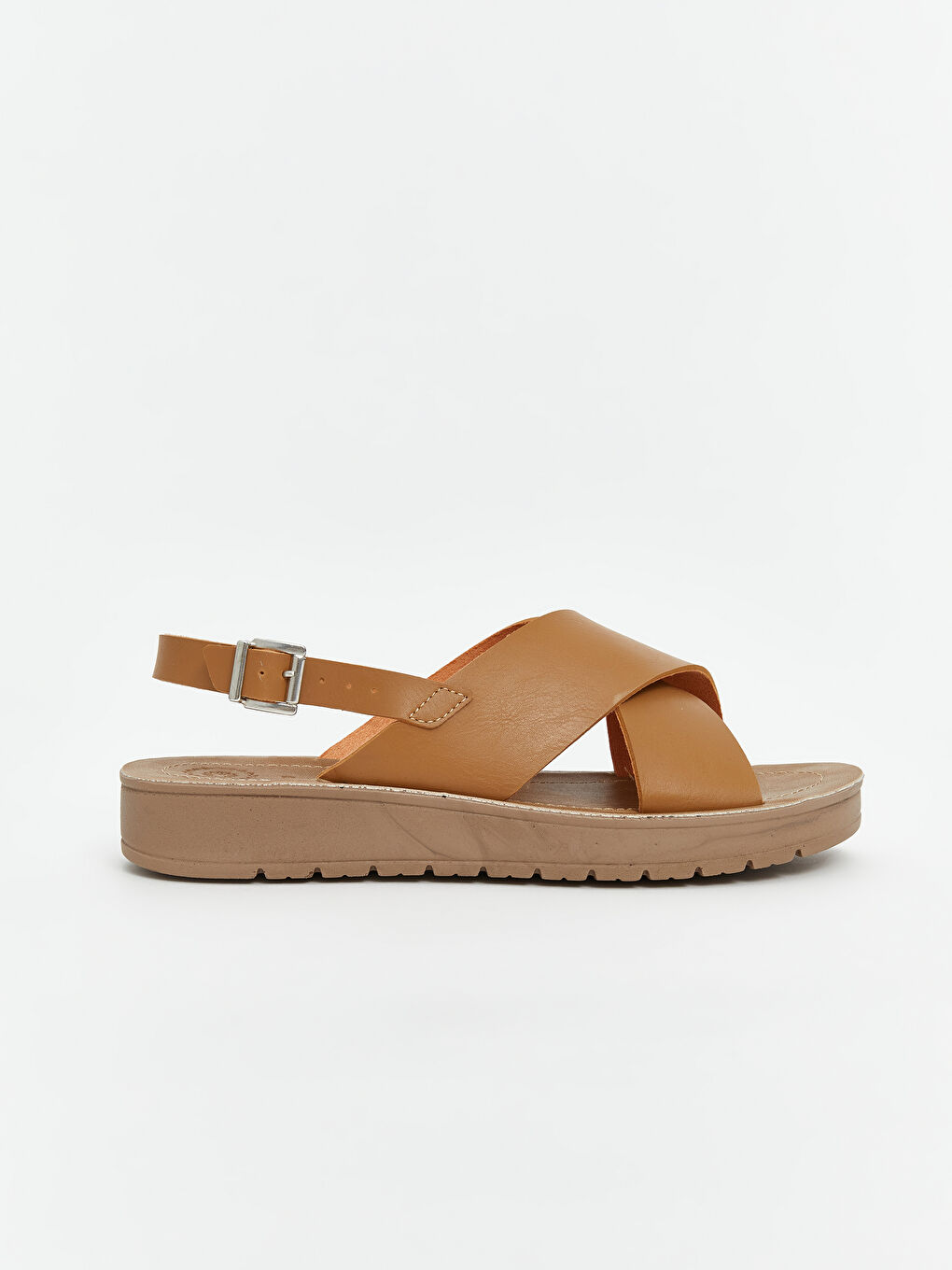 Bej Çapraz Bantlı Kadın Sandalet-1