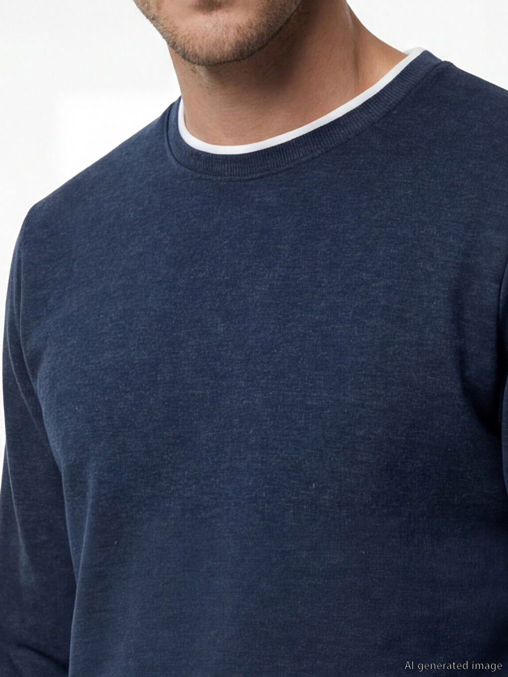 İndigo Bisiklet Yaka Erkek Sweatshirt-2