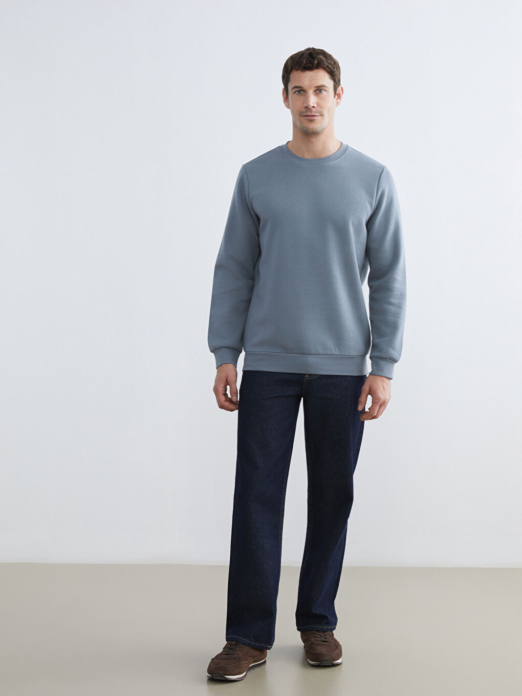 Crew Neck Men's Thick Sweatshirt-1