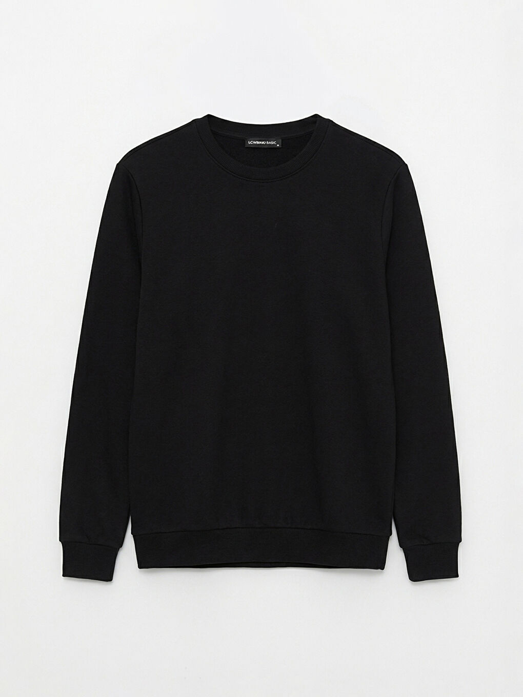 Siyah Bisiklet Yaka Erkek Kalın Sweatshirt-4