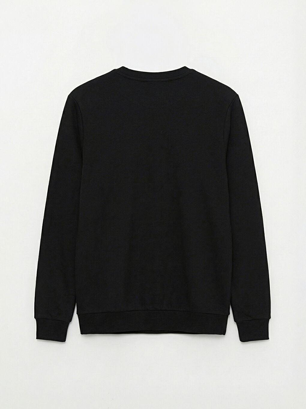 Siyah Bisiklet Yaka Erkek Kalın Sweatshirt-5