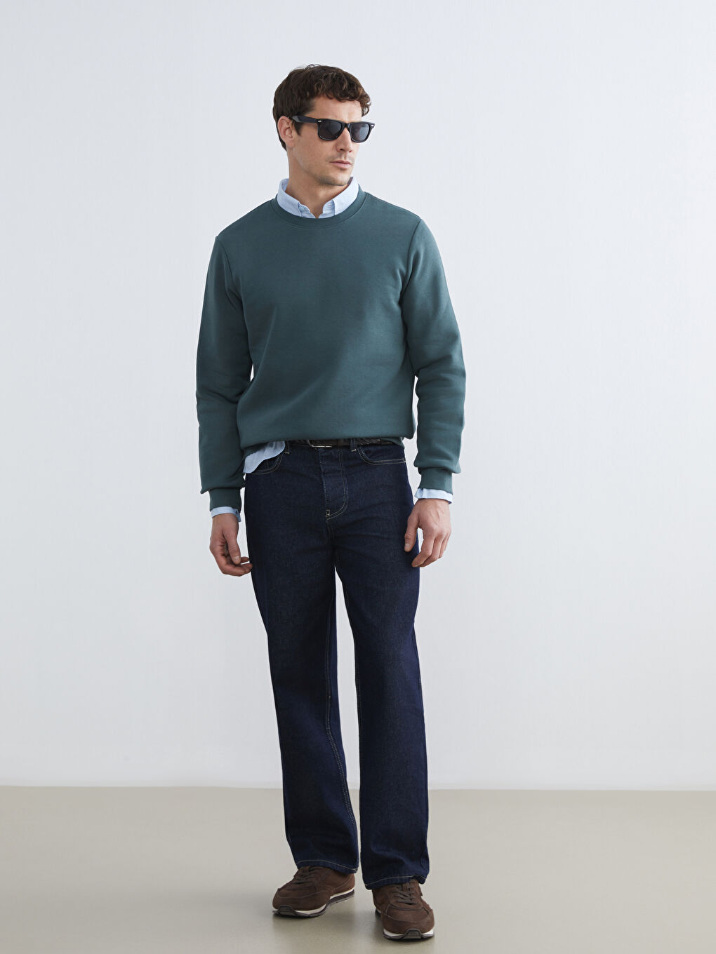 Crew Neck Men's Thick Sweatshirt-1