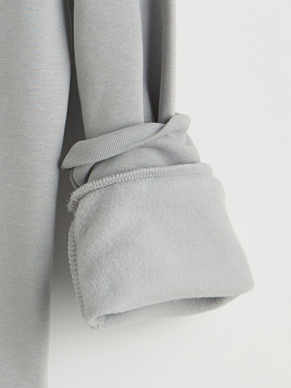 Gri Bisiklet Yaka Erkek Kalın Sweatshirt-1