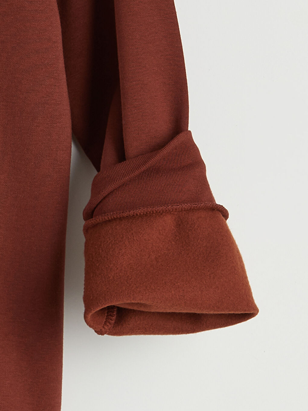 Kahverengi Bisiklet Yaka Erkek Kalın Sweatshirt-1