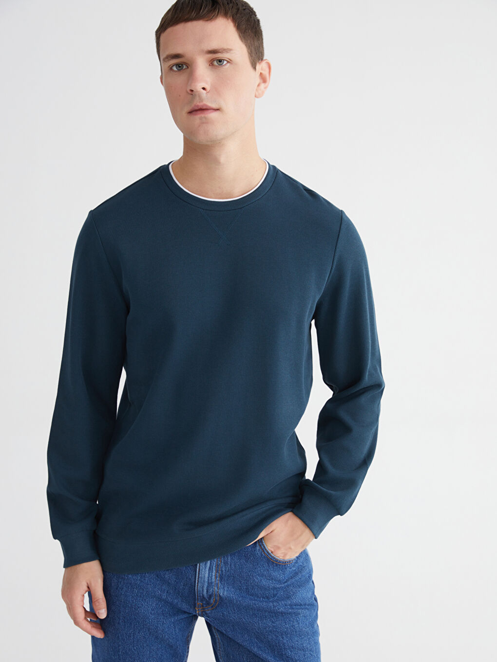 Bisiklet Yaka Erkek Sweatshirt