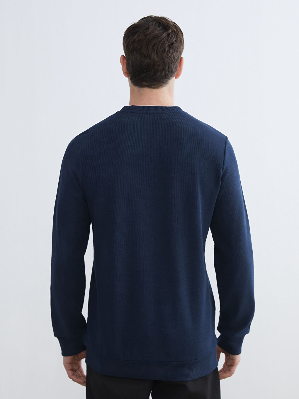 Lacivert Bisiklet Yaka Erkek Sweatshirt-3