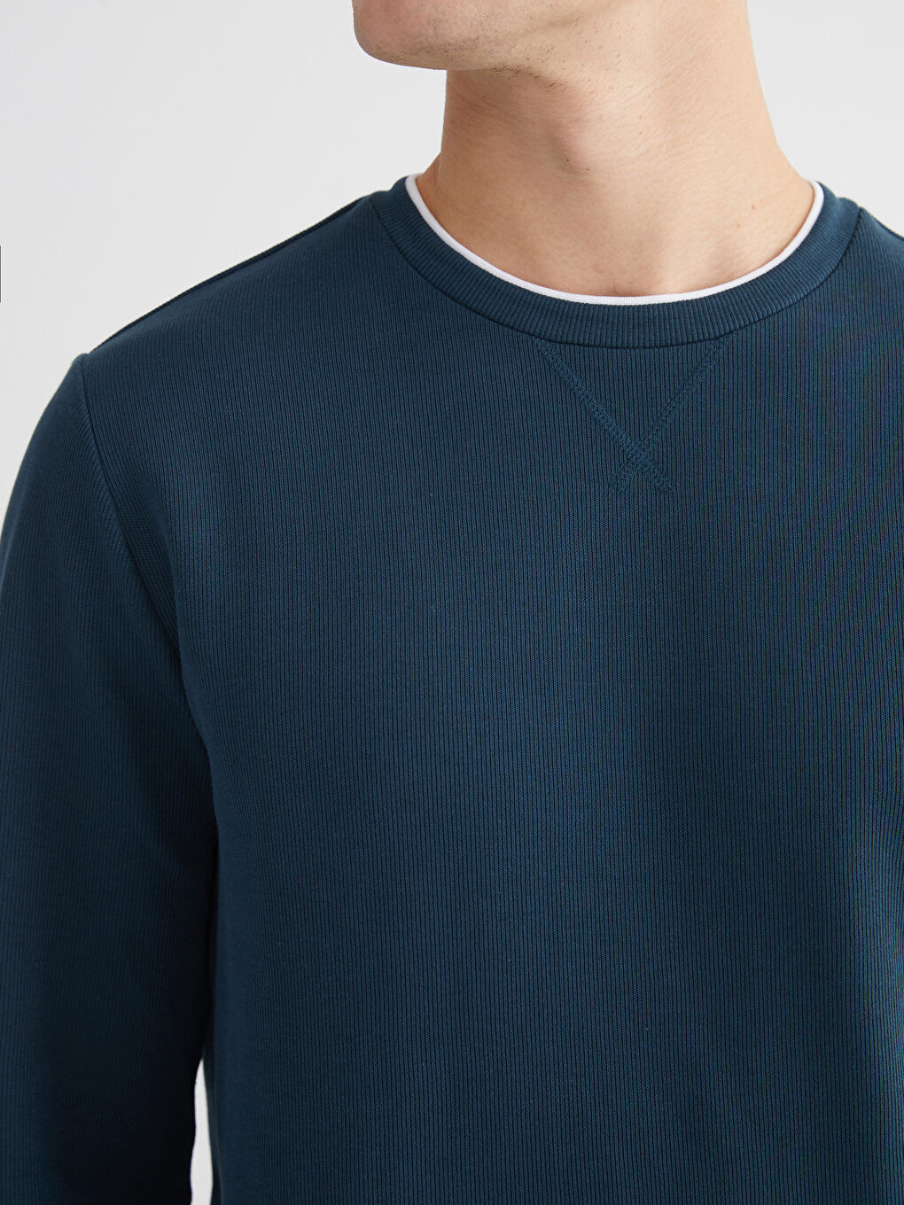 Petrol Bisiklet Yaka Erkek Sweatshirt-2