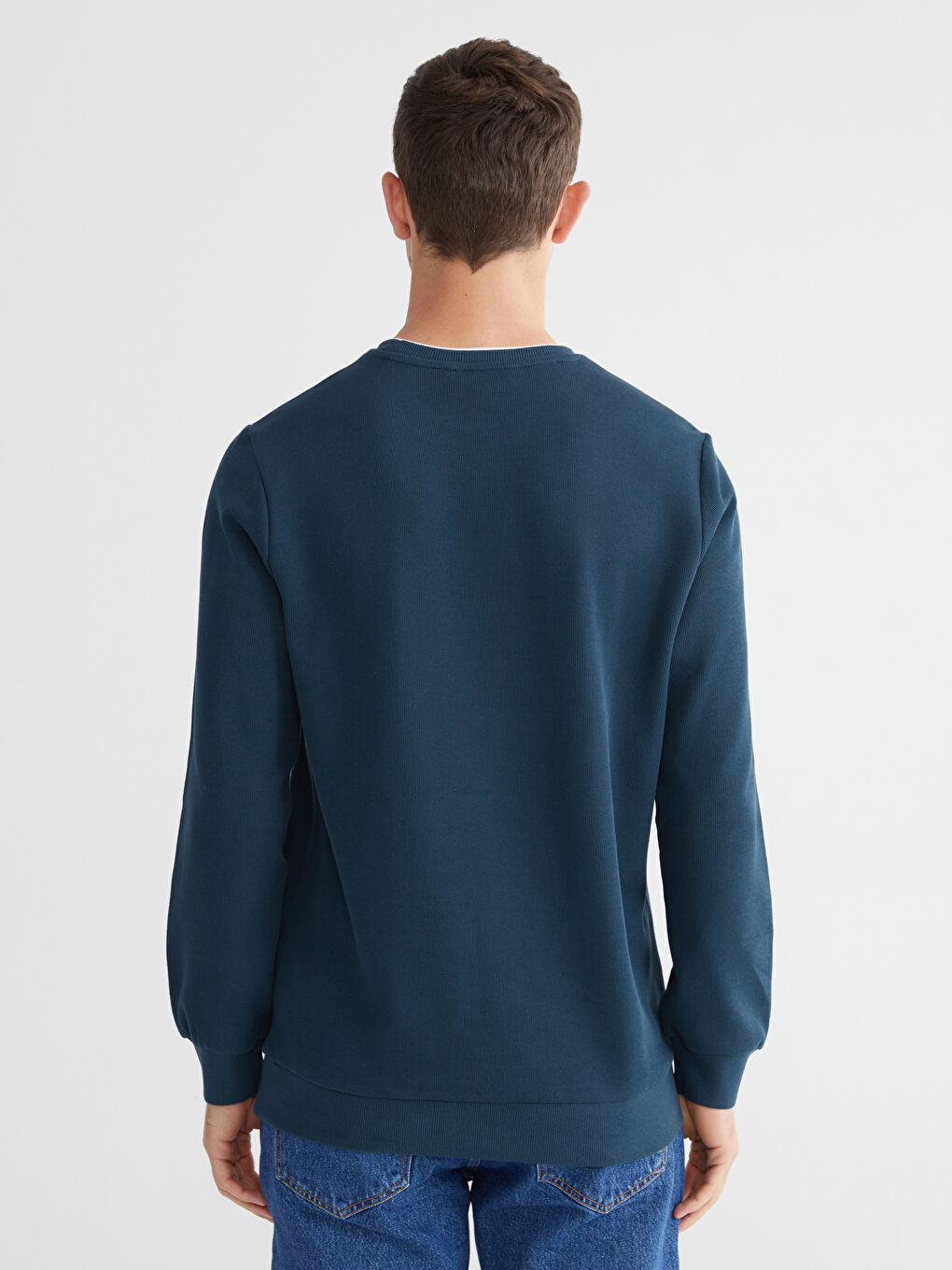 Petrol Bisiklet Yaka Erkek Sweatshirt-3