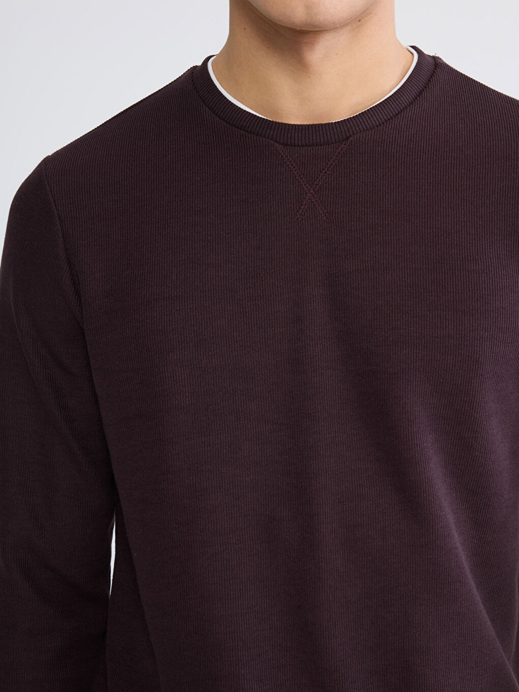 Mürdüm Bisiklet Yaka Erkek Sweatshirt-2