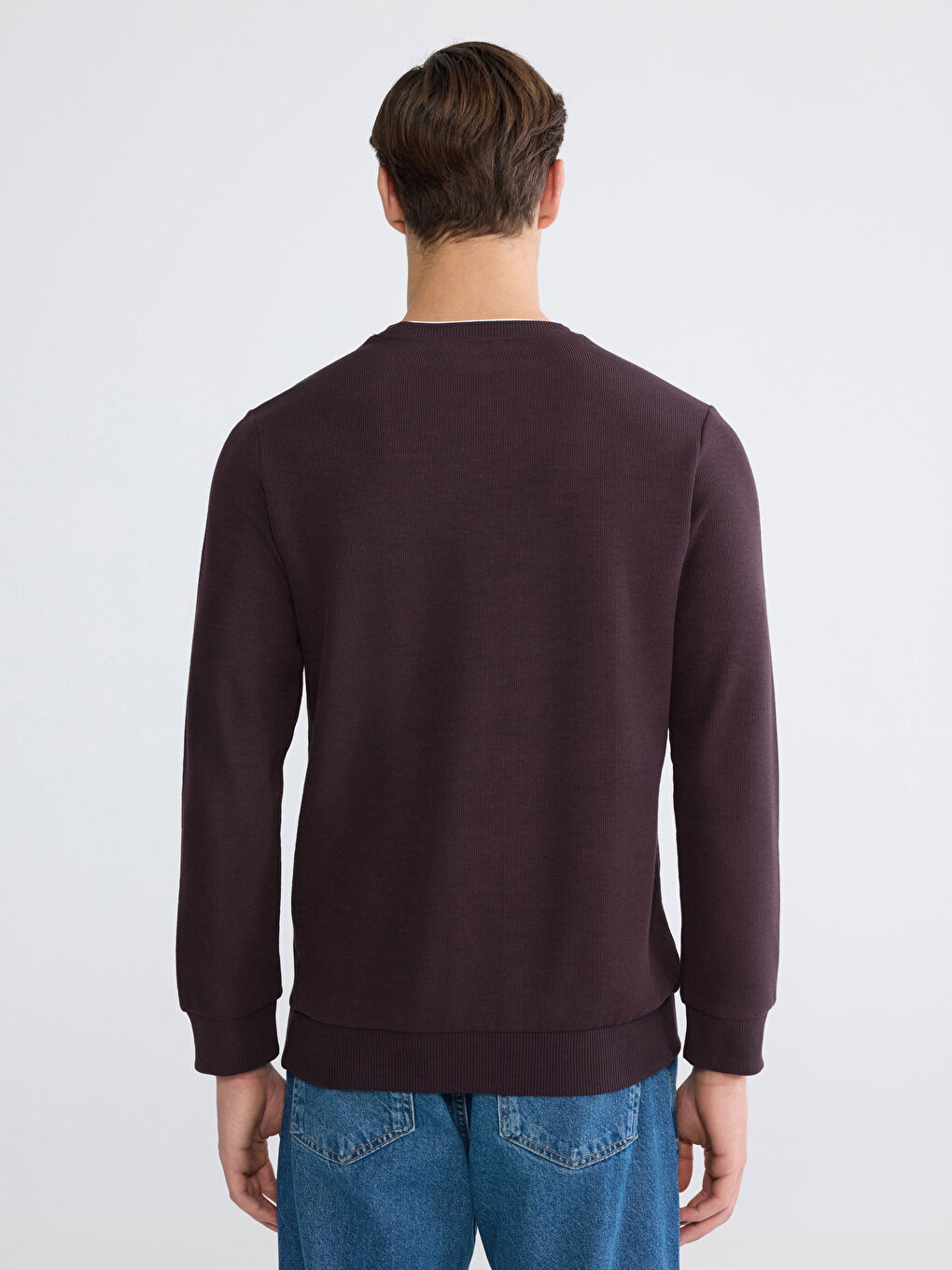 Mürdüm Bisiklet Yaka Erkek Sweatshirt-3