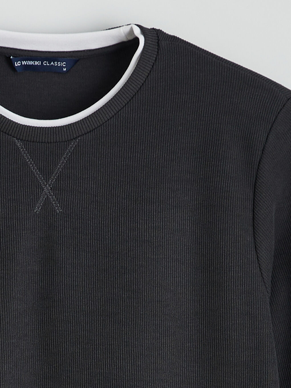 Antrasit Bisiklet Yaka Erkek Sweatshirt-5