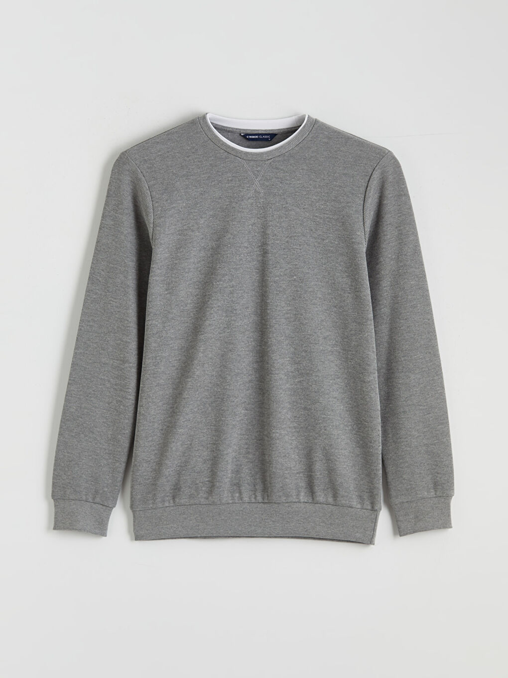 Gri Bisiklet Yaka Erkek Sweatshirt-12