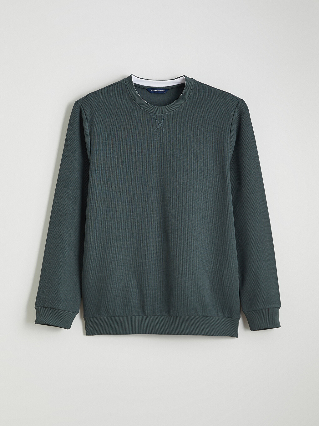 Yeşil Bisiklet Yaka Erkek Sweatshirt-5