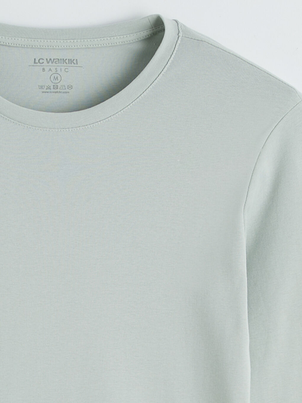 Yeşil Bisiklet Yaka Uzun Kollu Erkek Tişört-1