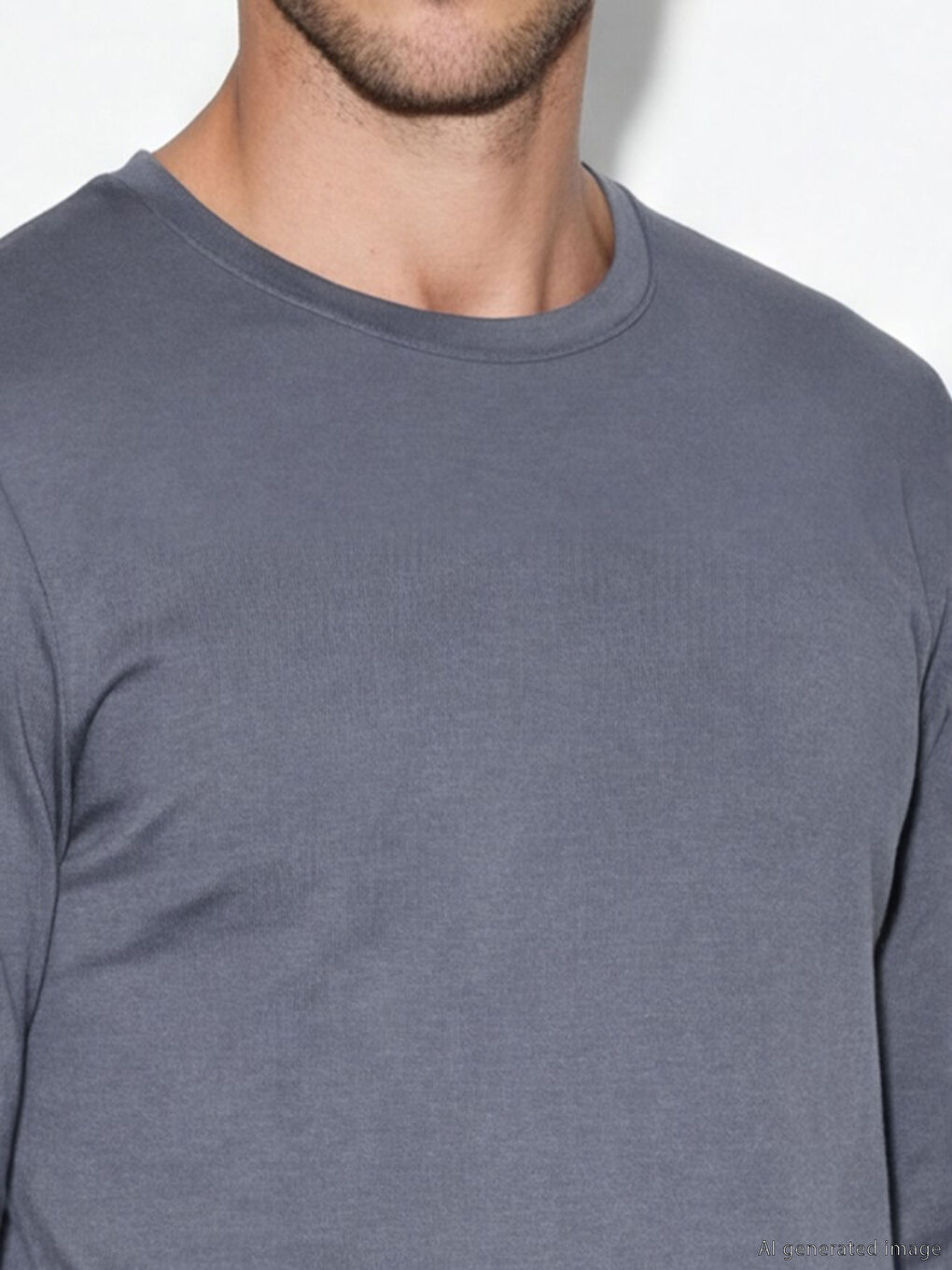 İndigo Bisiklet Yaka Uzun Kollu Erkek Tişört-2