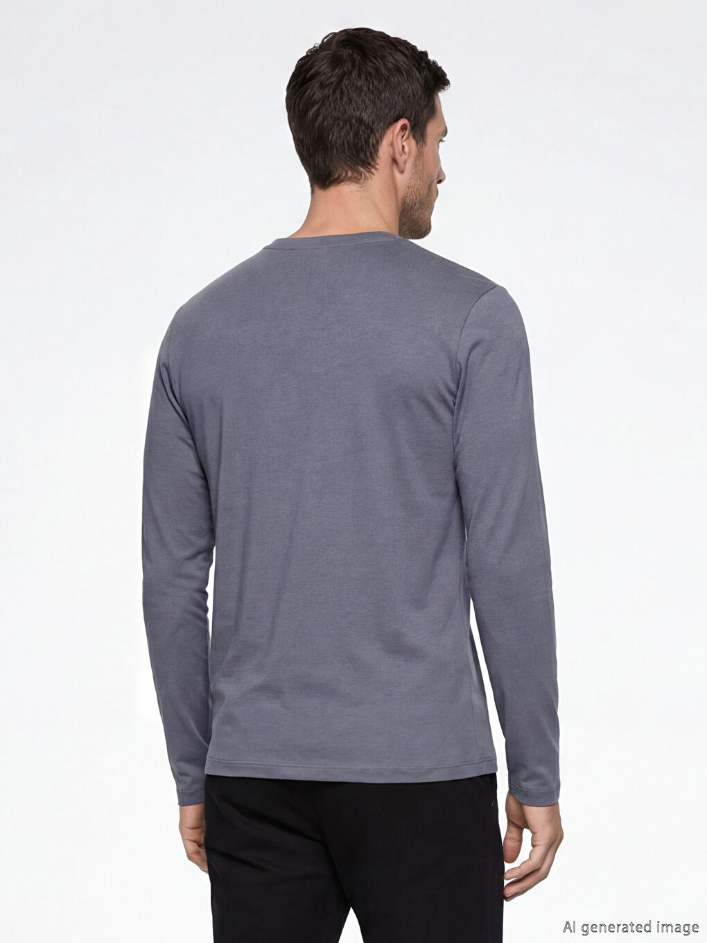 İndigo Bisiklet Yaka Uzun Kollu Erkek Tişört-3