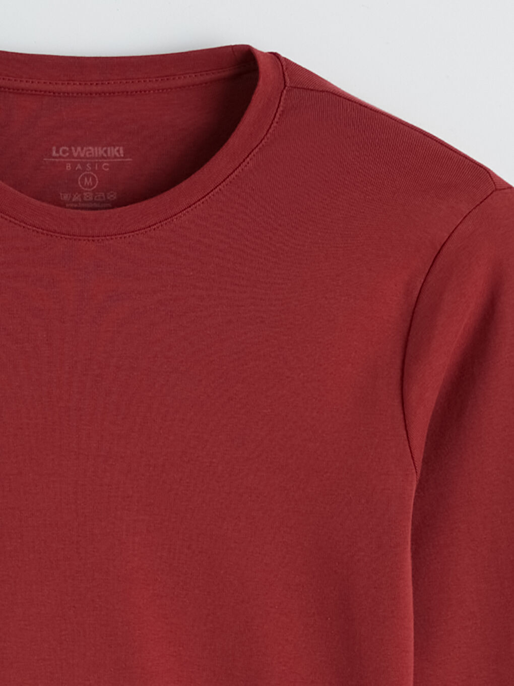 Bordo Bisiklet Yaka Uzun Kollu Erkek Tişört-1