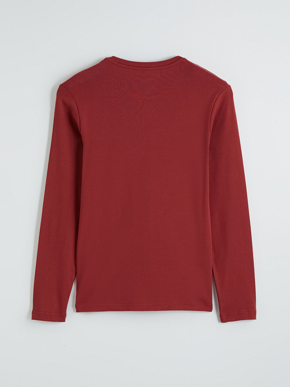 Bordo Bisiklet Yaka Uzun Kollu Erkek Tişört-2