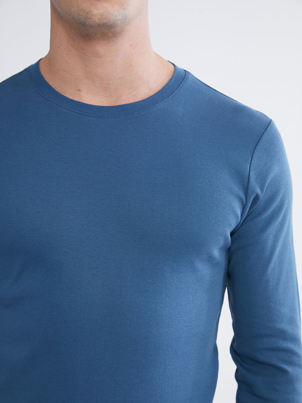 İndigo Bisiklet Yaka Uzun Kollu Erkek Tişört-2