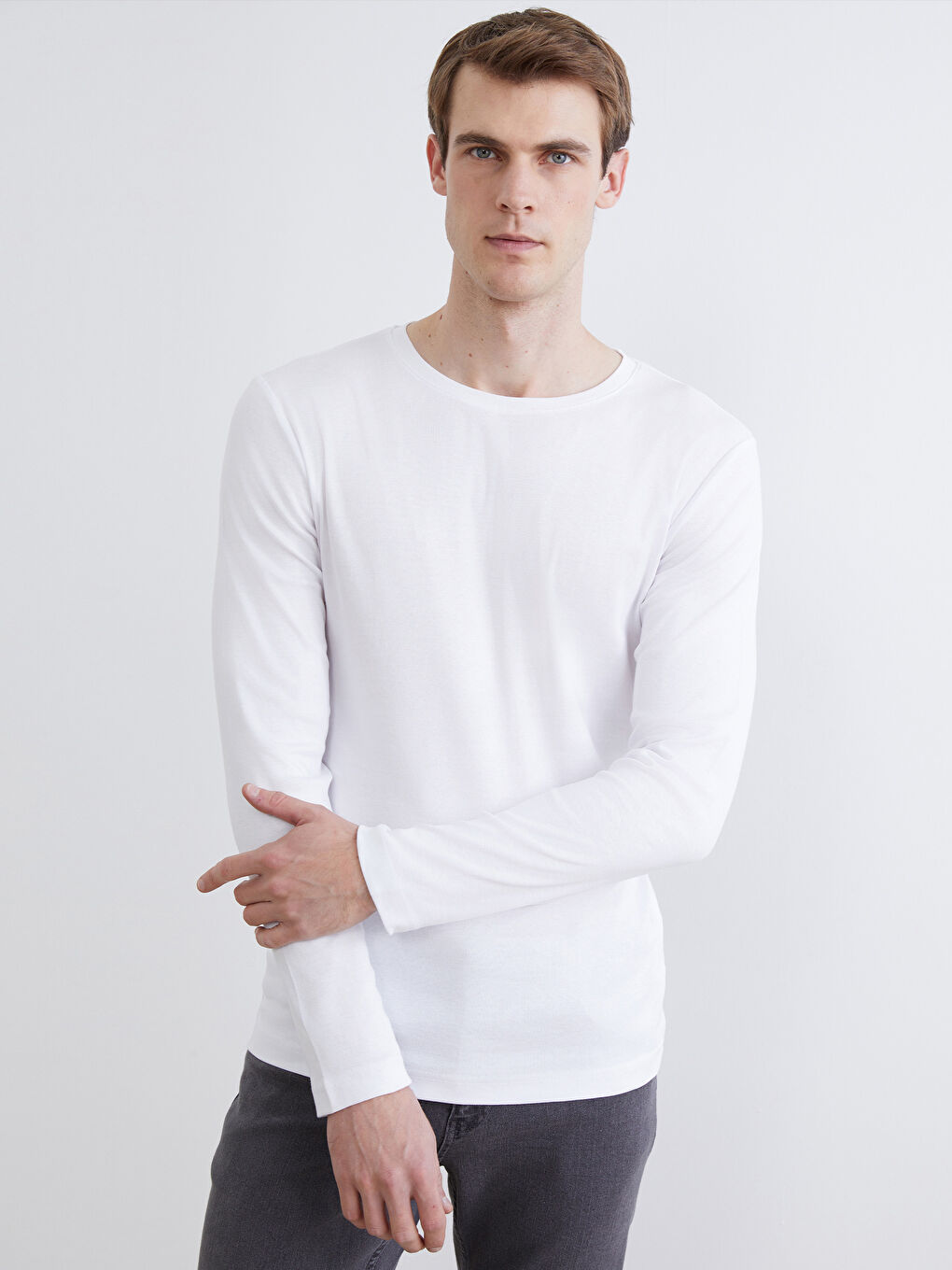 Rundhalsausschnitt Langarm T-Shirt für Herren