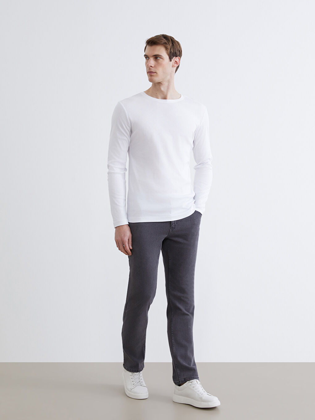 Rundhalsausschnitt Langarm T-Shirt für Herren-1