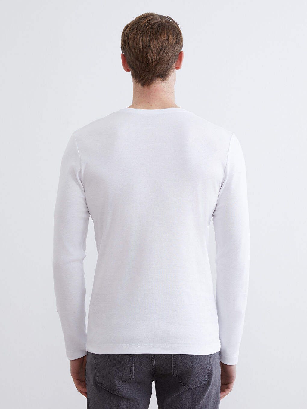 Rundhalsausschnitt Langarm T-Shirt für Herren-3