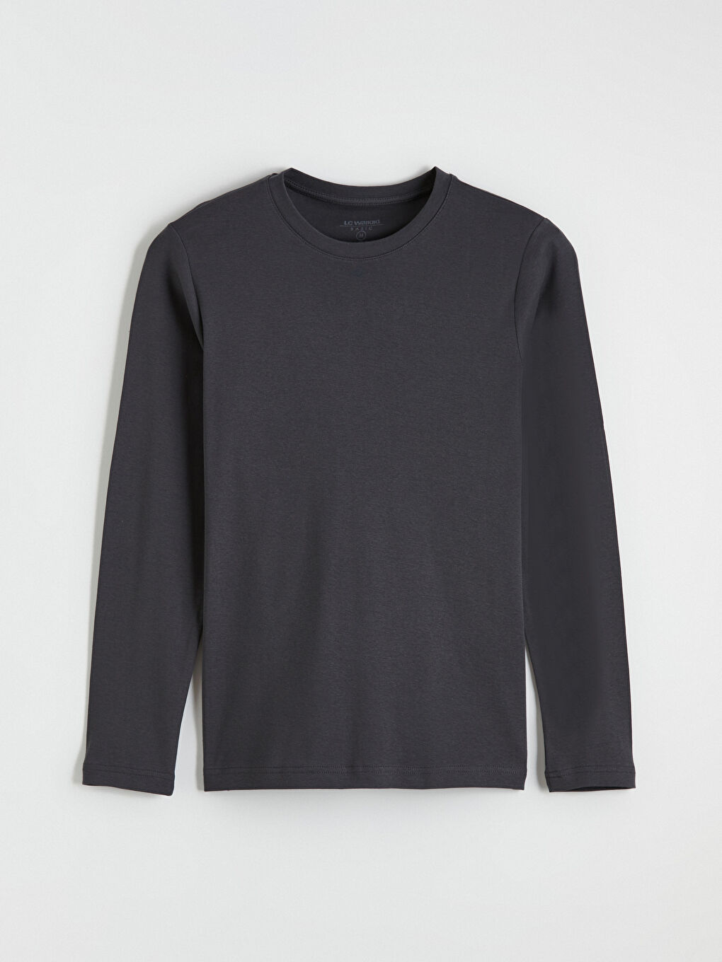 Antrasit Bisiklet Yaka Uzun Kollu Erkek Tişört-4