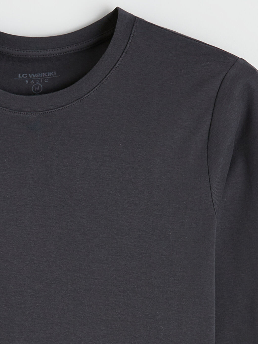 Antrasit Bisiklet Yaka Uzun Kollu Erkek Tişört-5