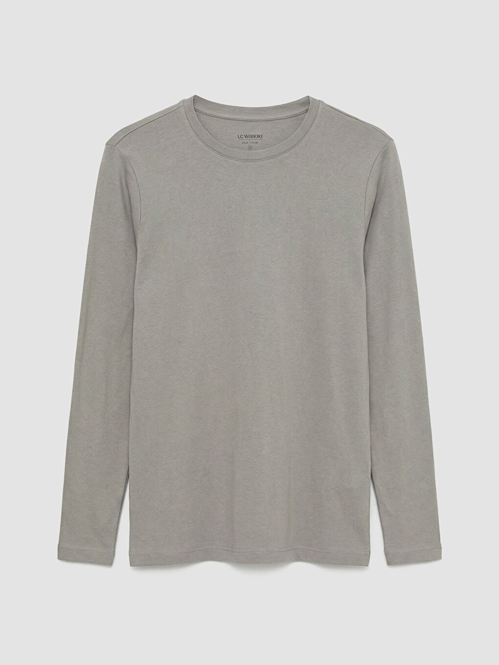 Gri Bisiklet Yaka Uzun Kollu Erkek Tişört