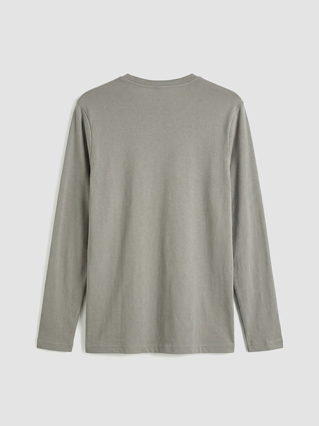 Gri Bisiklet Yaka Uzun Kollu Erkek Tişört-1