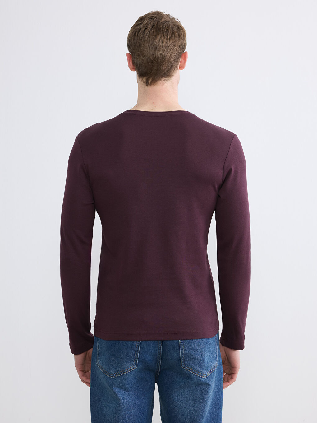 Mürdüm Bisiklet Yaka Uzun Kollu Erkek Tişört-3