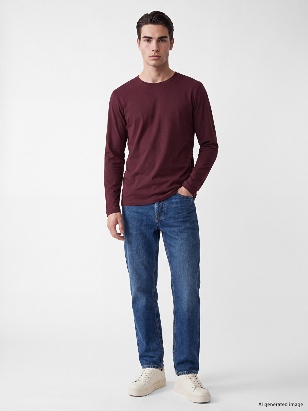 Crew Neck Long Sleeve Men's T-shirt-1
