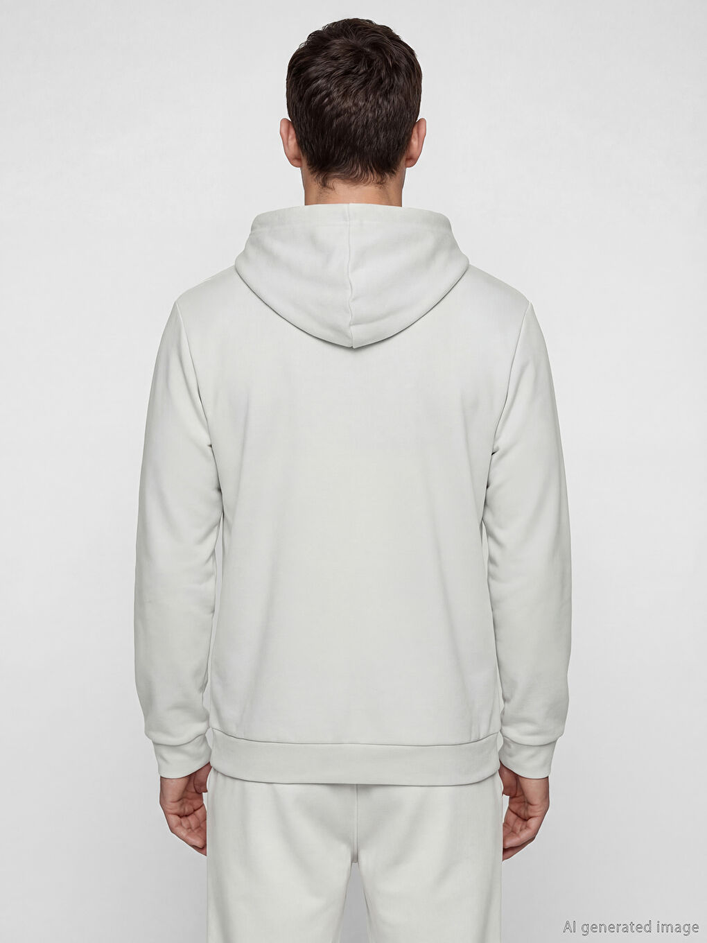 Gri Kapüşonlu Erkek Fermuarlı Sweatshirt-3