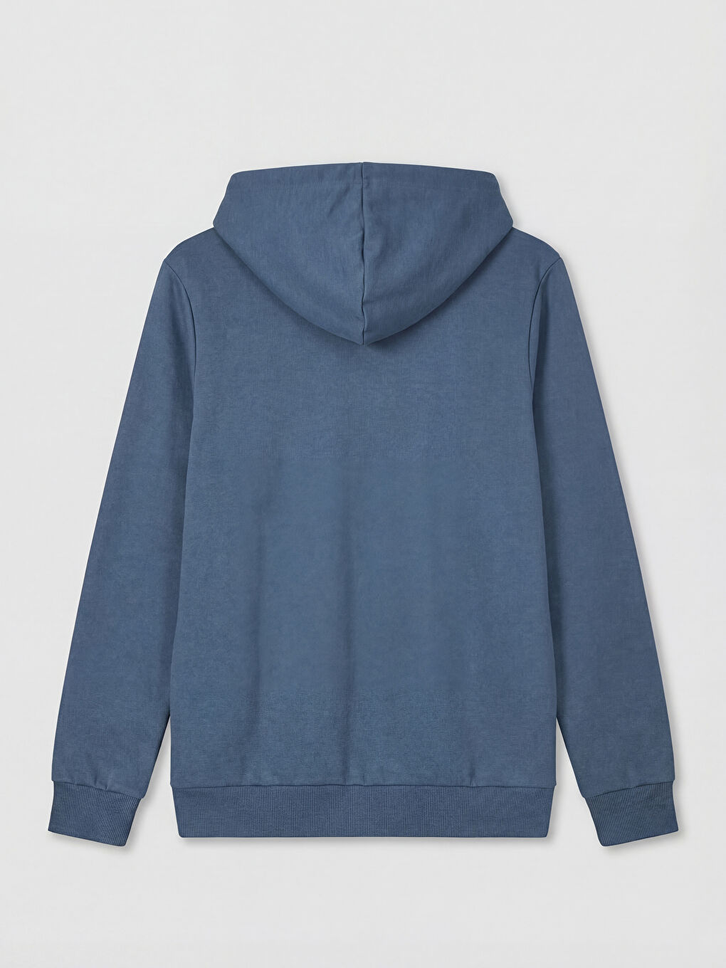 İndigo Kapüşonlu Erkek Fermuarlı Sweatshirt-1