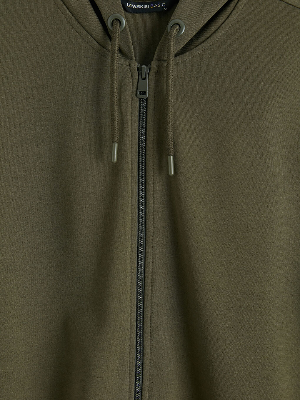 Haki Kapüşonlu Erkek Fermuarlı Sweatshirt-2
