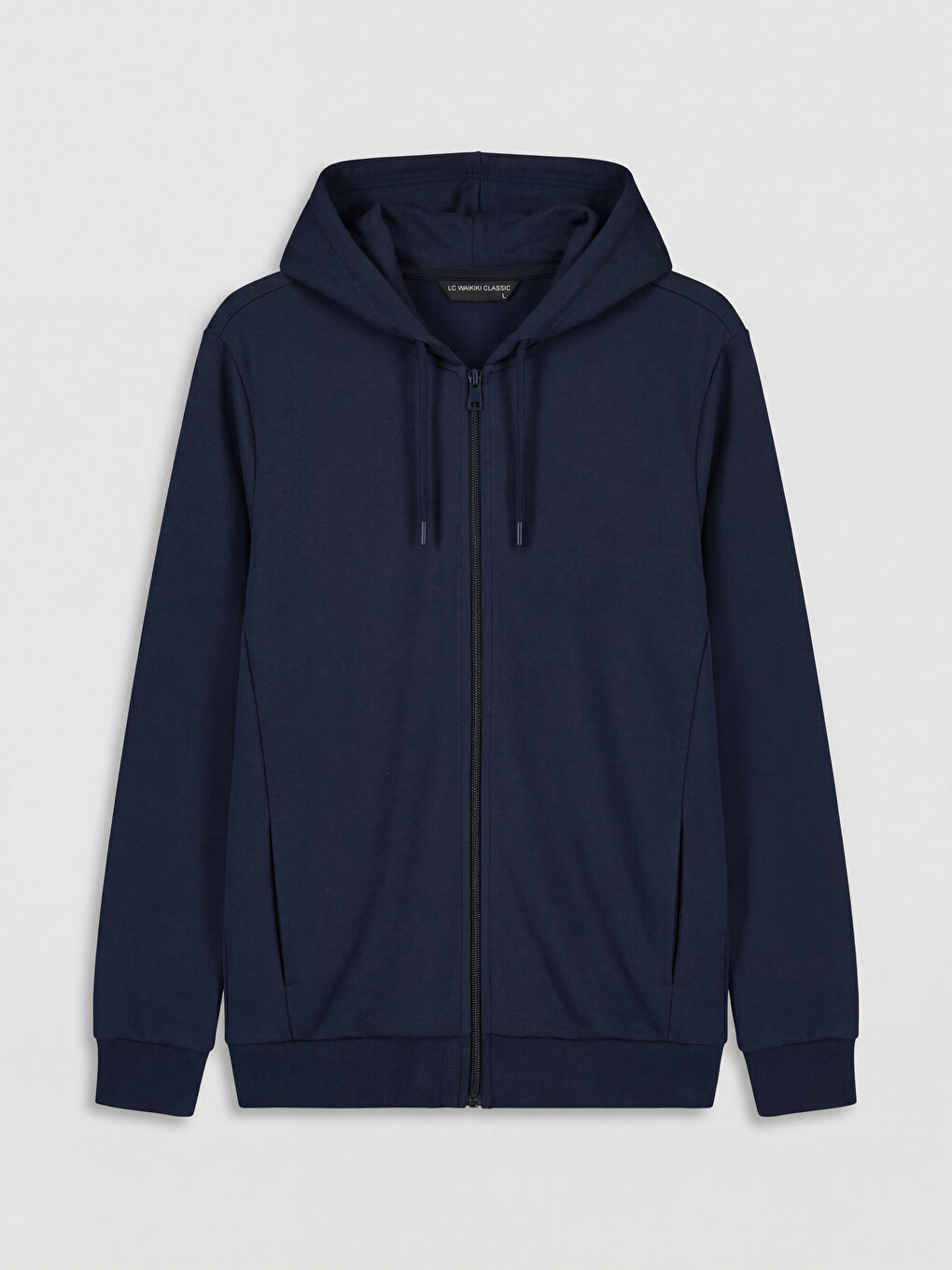 Lacivert Kapüşonlu Erkek Fermuarlı Sweatshirt