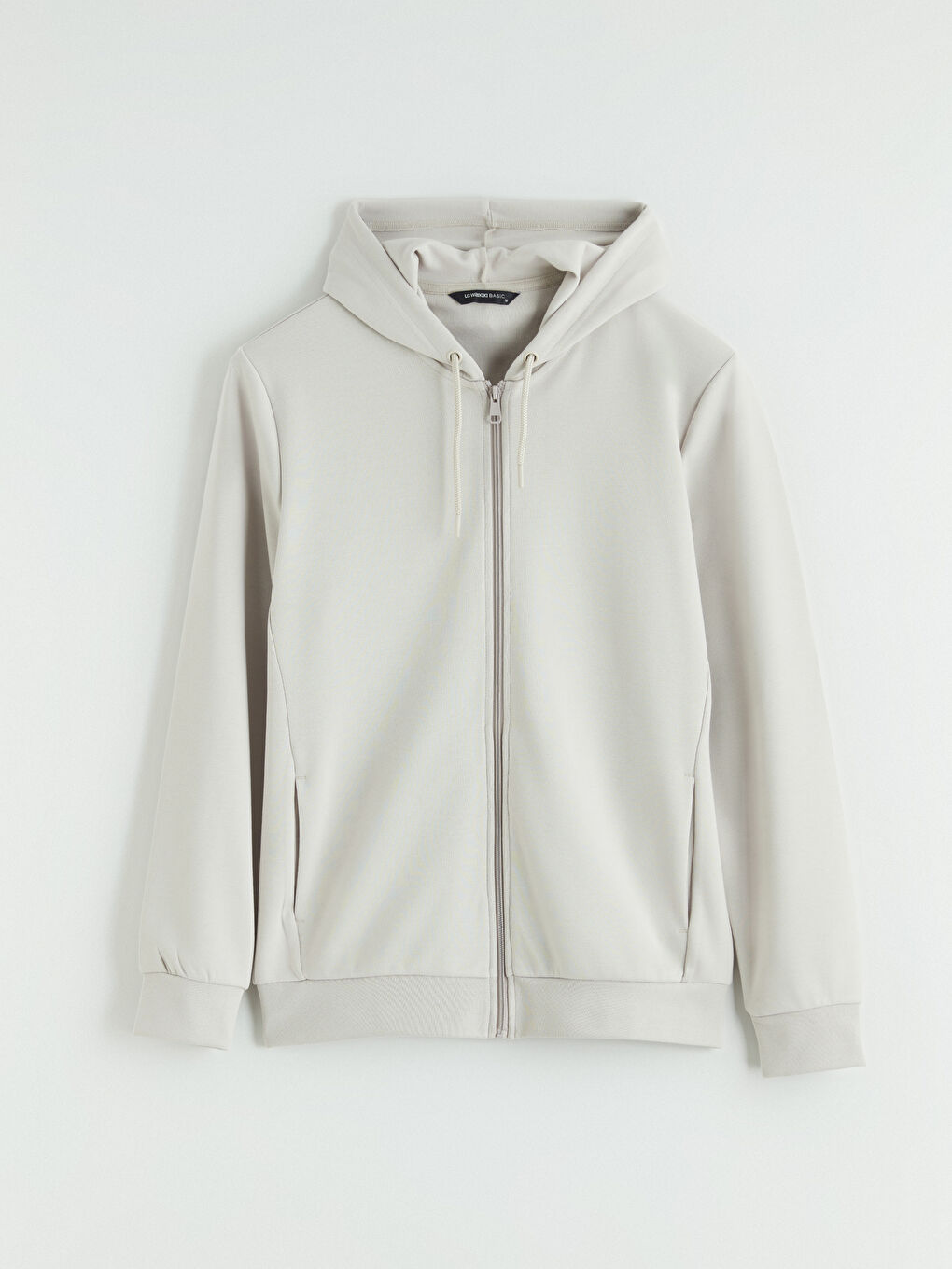 Bej Kapüşonlu Erkek Fermuarlı Sweatshirt-5