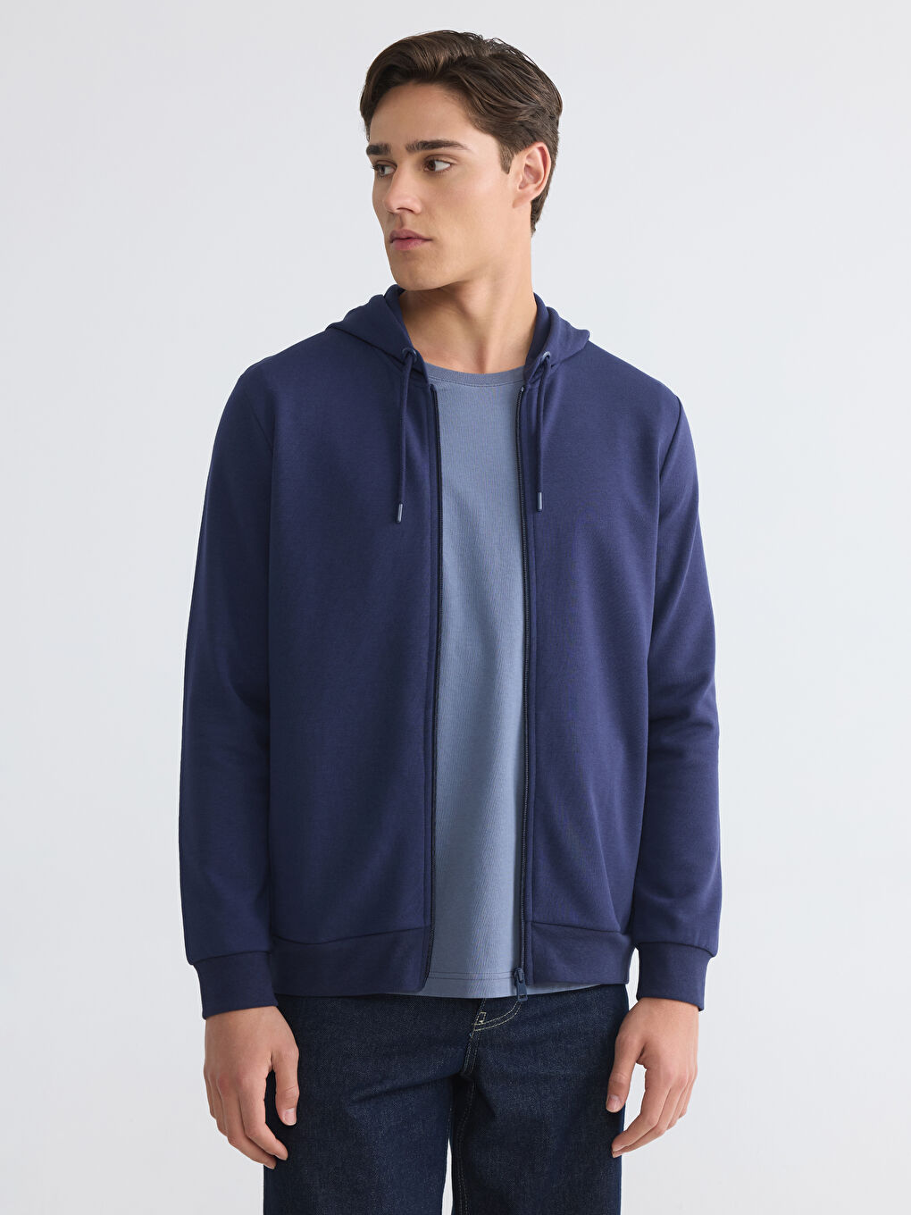 Lacivert Erkek Fermuarlı Sweatshirt
