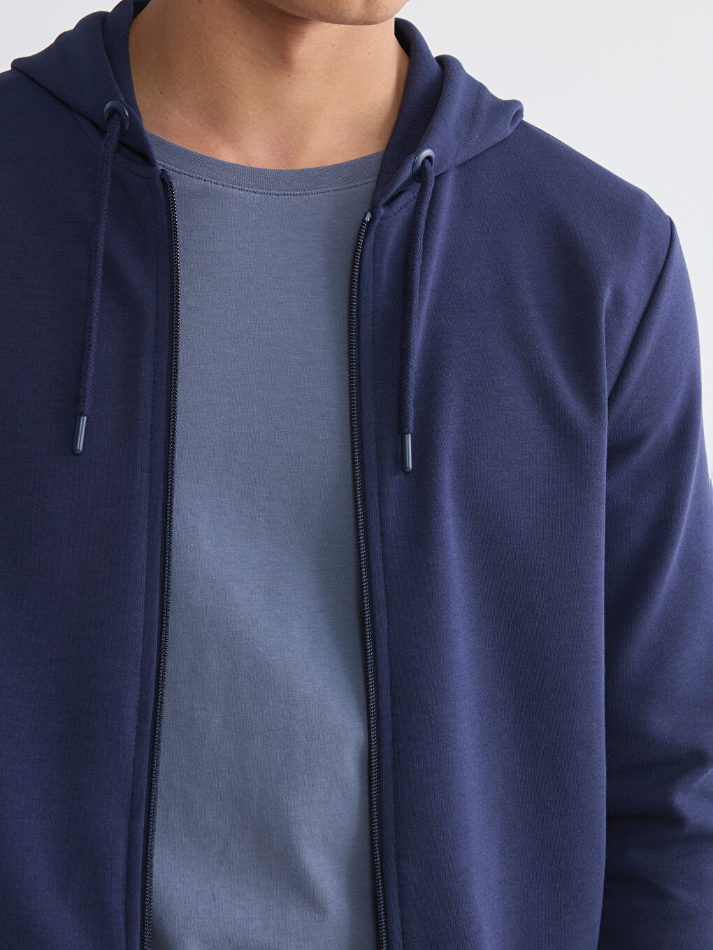 Lacivert Erkek Fermuarlı Sweatshirt-2