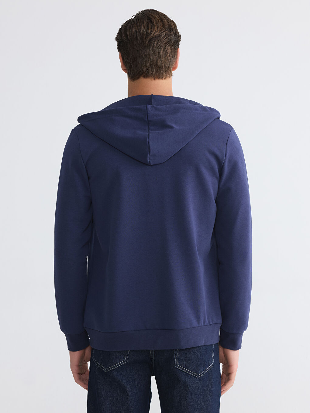 Lacivert Erkek Fermuarlı Sweatshirt-3