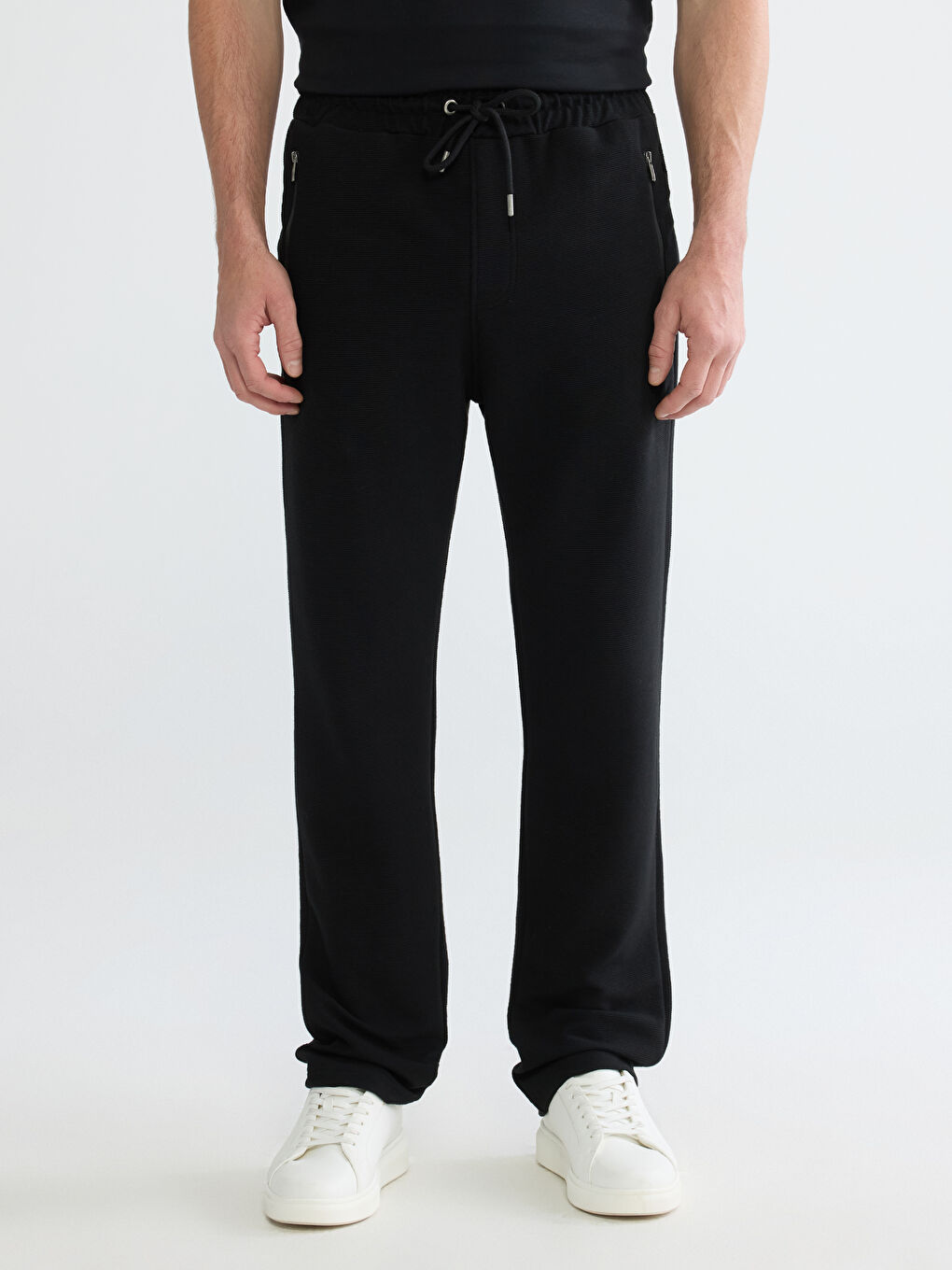 Siyah Standart Kalıp Erkek Eşofman Altı-2