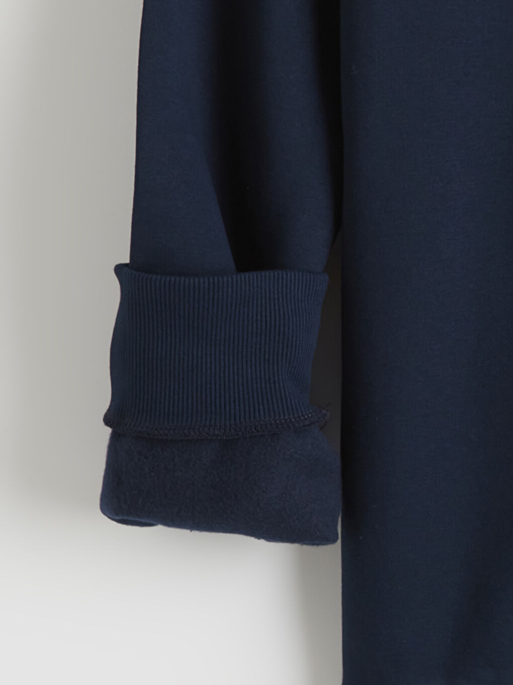 Lacivert Bisiklet Yaka Baskılı Erkek Kalın Sweatshirt-1