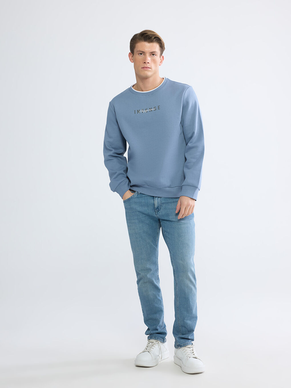 Men's Printed, Brushed-Back Fleece Sweatshirt-1