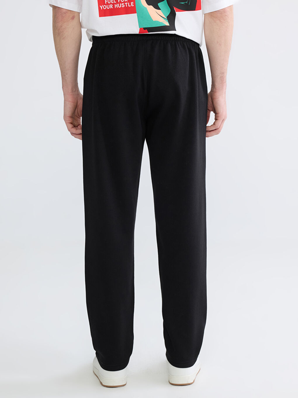 Siyah Standart Kalıp Erkek Kalın Eşofman Altı-3