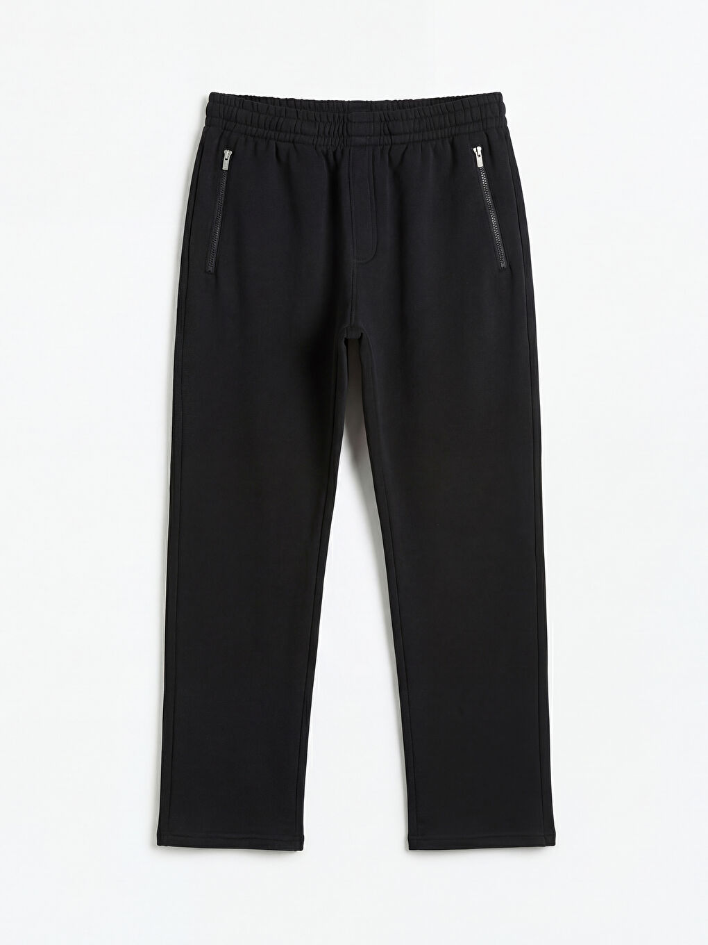 Siyah Standart Kalıp Erkek Kalın Eşofman Altı-4