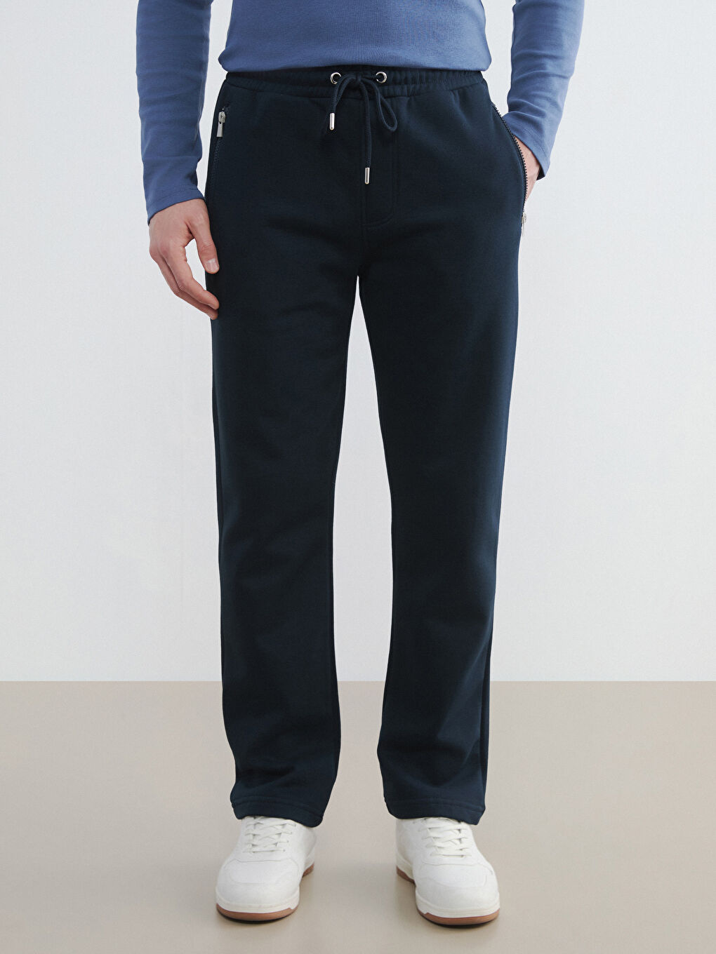 Lacivert Standart Kalıp Erkek Kalın Eşofman Altı-2