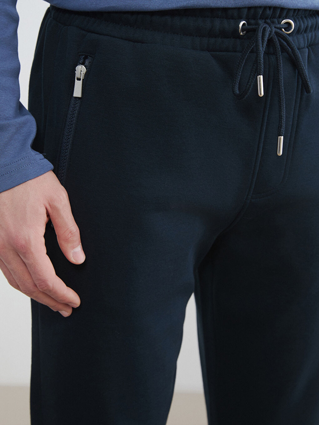 Lacivert Standart Kalıp Erkek Kalın Eşofman Altı-3