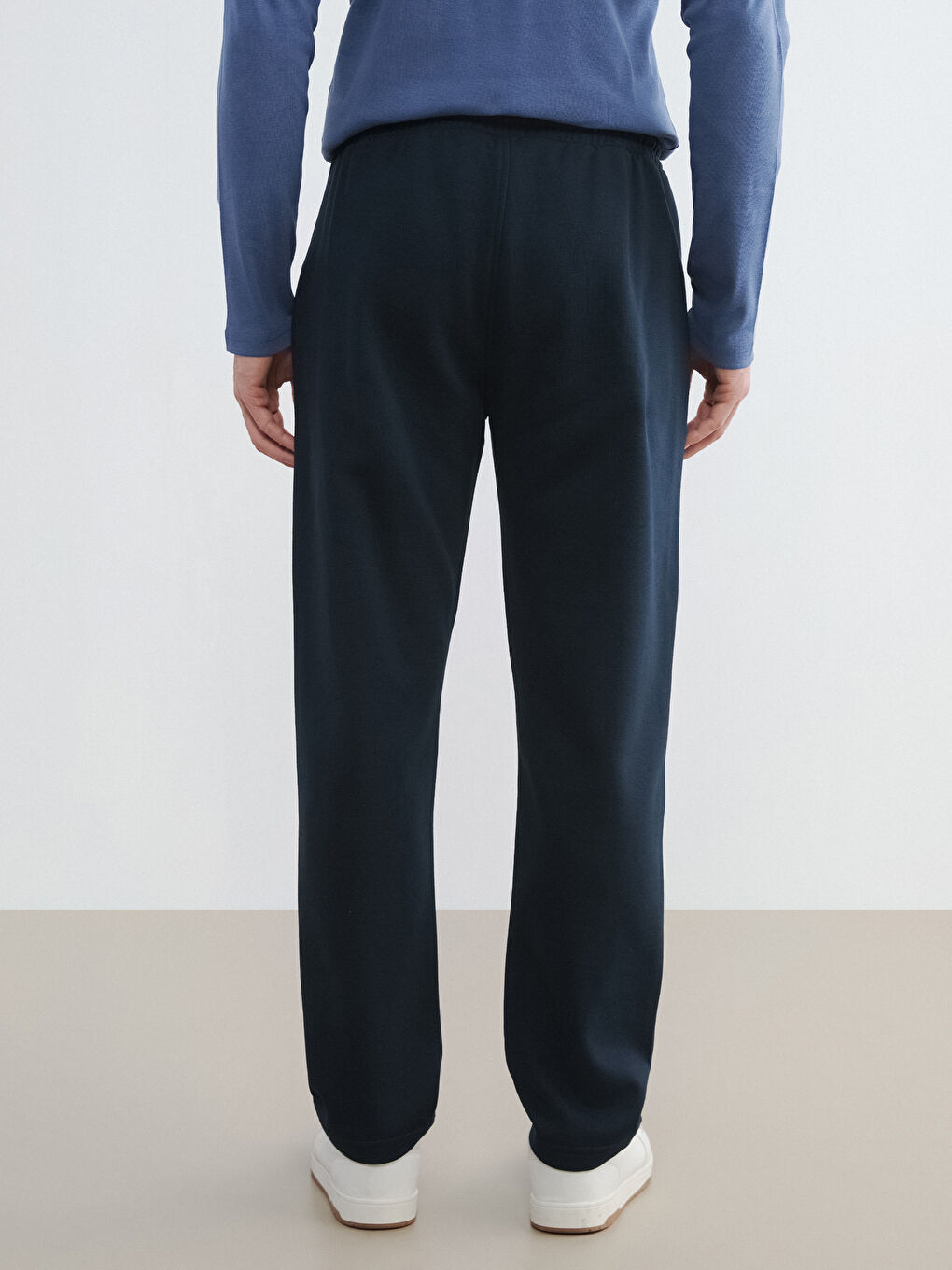 Lacivert Standart Kalıp Erkek Kalın Eşofman Altı-4